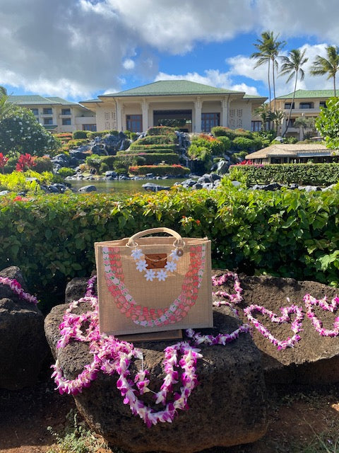 Burlap Lei Tote