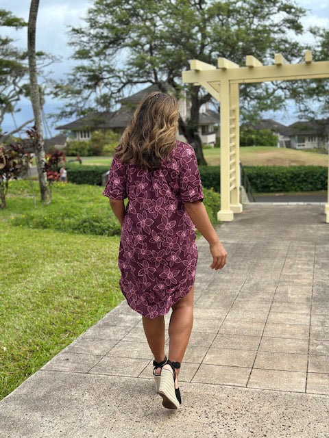 Mahealani 2.0 Button Up Dress with Pockets - 'Okika (Orchid) Print