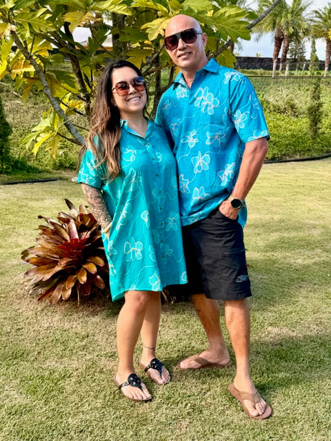 Mahealani 3.0 Dress Button Down Dress | Orchid Mist Turquoise