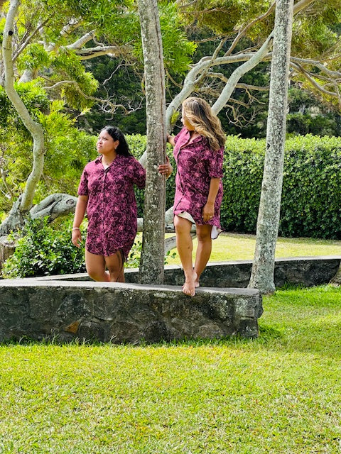 Mahealani 2.0 Button Up Dress with Pockets - 'Okika (Orchid) Print