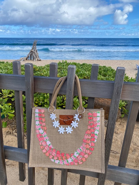 Burlap Lei Tote