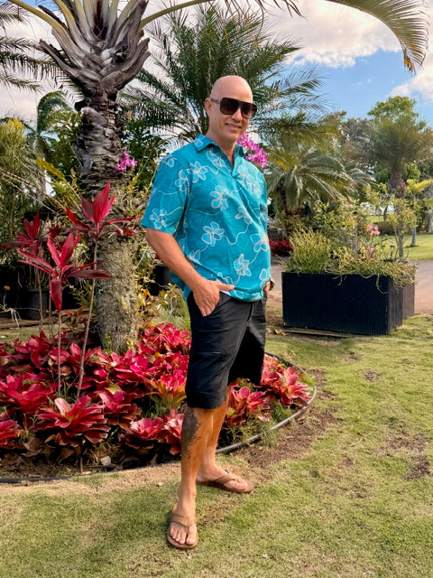 Pohaku Men's Polo Shirt | Orchid Mist Turquoise
