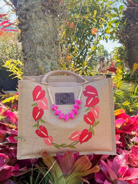 Burlap Lei Tote